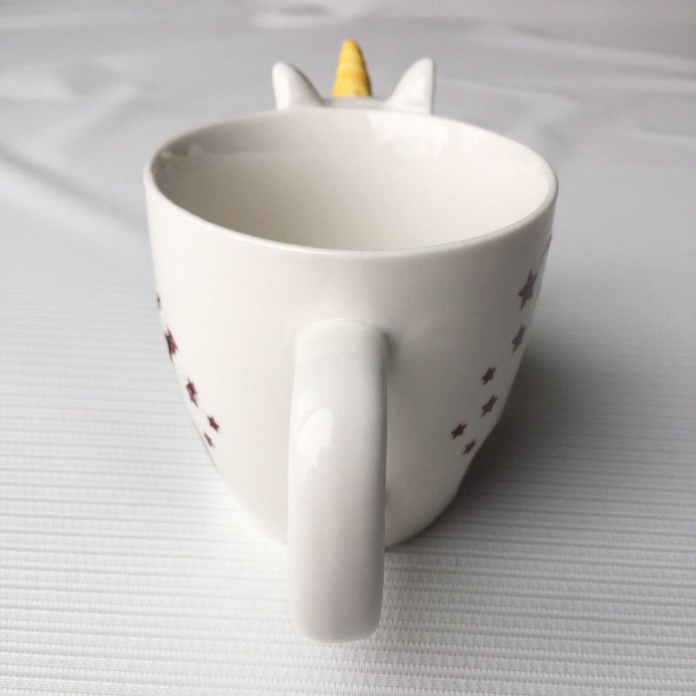 Unicorn Horse Head Coffee Mug Tea Cup White Purple Ceramic w Horn Fantasy Magic - Picture 4 of 12